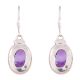 92.5 Sterling Silver Earrings Oval Amethyst Hook Earrings