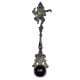 Brass Dancing Ganesha Havan Spoon With Peacocks With Green Finish