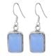 92.5 Sterling Silver Earrings Square Framed Quartz Sky Blue Earrings