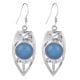 92.5 Sterling Silver Boat Earrings Blue Chalcendony Semi Precious Stone Earrings