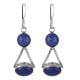 92.5 Sterling Silver Earrings Lapis Lazuli Stone Dangle Earrings