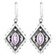 92.5 Sterling Silver Earrings Amethyst Engraved  Kite Earrings