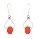 92.5 Sterling Silver Earrings Oval  Carnelian Hook Earrings