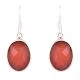 92.5 Sterling Silver Earrring Red Jade Stone Hook Earring