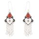 92.5 Sterling Silver Earrings Round Carnelien And Silver Tassel Chandelier earrings