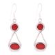 92.5 Sterling Silver Earrings  Round Red Agate Dangle Earrings