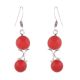92.5 Sterling Silver Earrings Red Chalcedony Simple Dangle Earrings