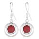 92.5 Sterling Silver Earring Round Red Carnelian Hook Earrings