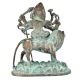 Brass Goddess Durga Statue Sitting On Tiger With Patina Finish