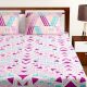 Bombay Dyeing Magenta And Peach Abstract 120 TC Cotton Double 1 Bedsheet With 2 Pillow Covers