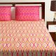 Bombay Dyeing  Pink And Orange Abstract 120 TC Cotton Double 1 Bedsheet With 2 Pillow Covers