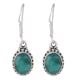 92.5 Sterling Silver Earrings With Green Onyx Eye Drop Earrrings