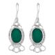 92.5 Sterling Silver Earrings Green Onyx Floral Rope Hook Earrings