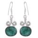 92.5 Sterling Silver Earring Green Jade Wire Hook Earrings