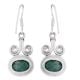 92.5 Sterling Silver Earring Green Jade Wire Hook Earrings