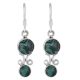 92.5 Sterling Silver Earrings Twin Malachite Round Drop Earrings