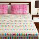 Bombay Dyeing Pink And Peach Geometric Design 120 TC Cotton Double 1 Bedsheet With 2 Pillow Covers