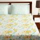 Bombay Dyeing Yellow Blue Floral 180 TC Cotton Double 1 Bedsheet With 2 Pillow Covers