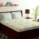 Bombay Dyeing Yellow Blue Floral 180 TC Cotton Double 1 Bedsheet With 2 Pillow Covers