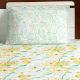 Bombay Dyeing Yellow Blue Floral 180 TC Cotton Double 1 Bedsheet With 2 Pillow Covers