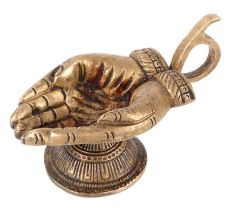 Brass Oil Lamp Two Hands Holding  Oil Lamp With Handle