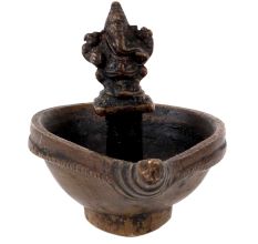 Brass Diya Oil Lamp with Ganesha Statue Gifting Lamp