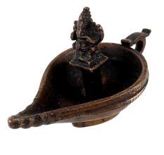 Brass Diya Oil Lamp with Ganesha Statue Gifting Lamp