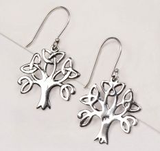 92.5 Sterling Silver Tree Of Life Drop Earrings