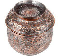 Handmade Broad Copper Canister Repousse Storage Box With Lid