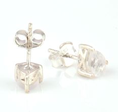 92.5 Sterling Silver Earrings Transparent Crystal Stud Earrings