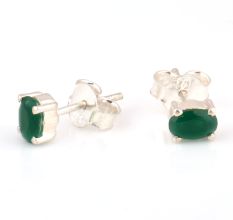 92.5 Sterling Silver Earrings Green Onyx Stud Earrings