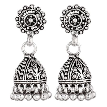 92.5 Sterling Silver Earrings Ethnic Indian Jhumka Dangle Earrings