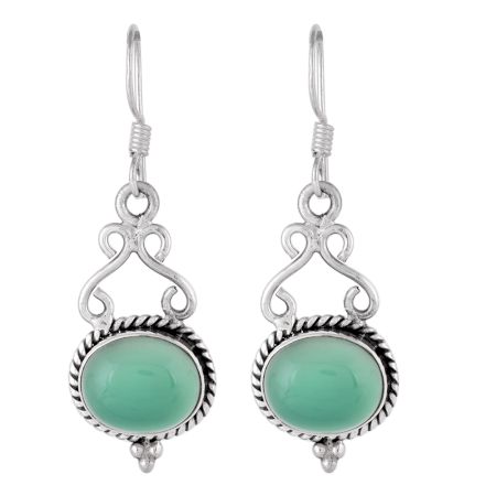 92.5 Sterling Silver Earrings Mint Green Jade Hook Earrings