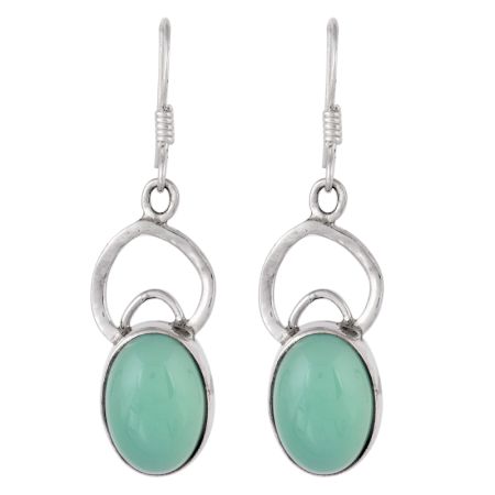 92.5 Sterling Silver Earrings Oval Chalcedony Modern Everyday Wear Earrings
