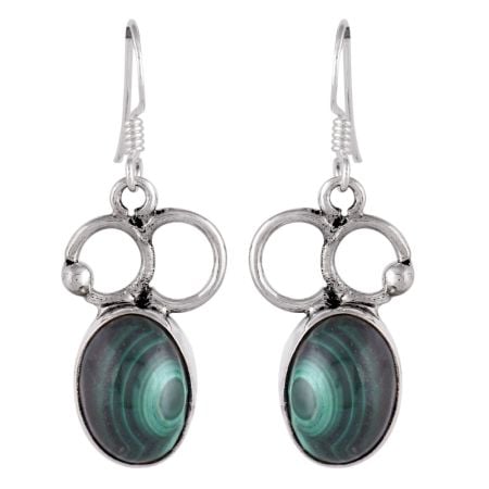 92.5 Sterling Silver Earings and Crafted Malachite Earrings