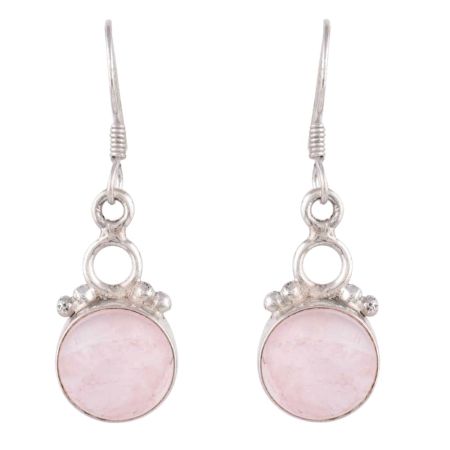 92.5 Sterling Silver EarringsNatural Pink Crystal Rose Quartz