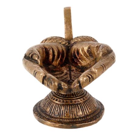 Brass Oil Lamp Two Hands Holding  Oil Lamp With Handle
