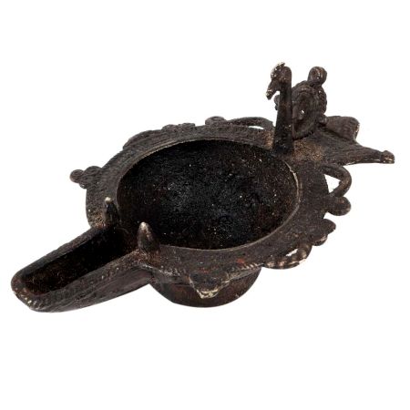 Brass Peacock Oil Lamp Diwali Worship Diya