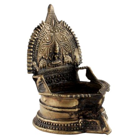 Small Brass Oil Lamp With Intricate Carvings