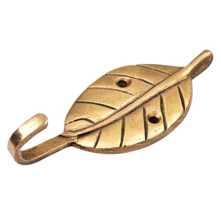 Single Brass Leaf Wall Hook