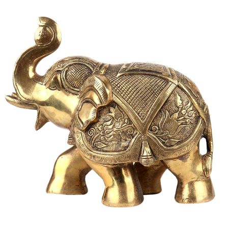 Brass Elephant Statue Trunk Up Gifting Decoration Statues