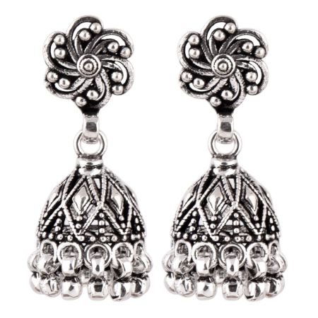 92.5 Sterling Silver Earrings Office Wear Jhumki Chandelier