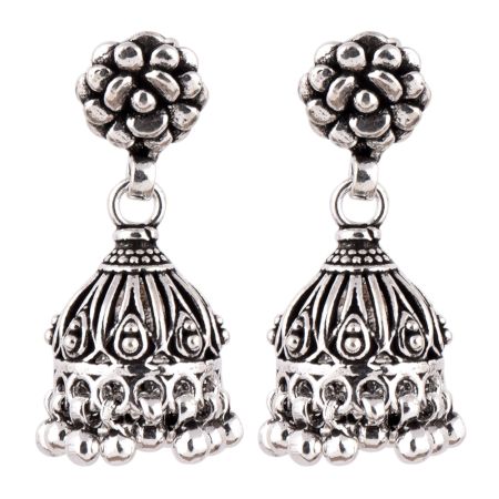 92.5 Sterling Traditional Floral Stud Earrings Jhumkis