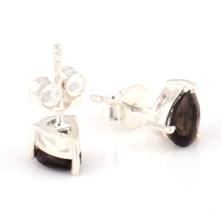 92.5 Silver Sterling Earrings Black Onyx Cut Stone Stud Earrings