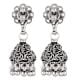 92.5 Solid Sterling Silver Earring Oxidize Rose Flower Design Jhumka Earring