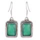 92.5 Sterling Silver Green Agate Earrings Rectangular Border Girlfriend Gift