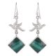 92.5 Sterling Silver Earings New Dessign Malachite Floral Fancy Earrings
