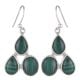 92.5 Sterling Silver Earings Three Studded  Malachite Earrings
