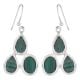 92.5 Sterling Silver Earings Three Studded  Malachite Earrings