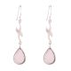 92.5 Sterling Silver Dangle Earrings Dolphin Rose Quartz  Earrings